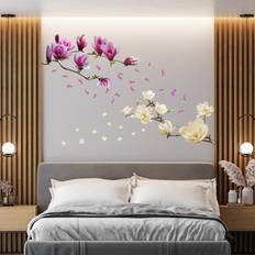 Red Interior Decorating Walplus Sticker Red Magnolia Flowers Room Décor Multi