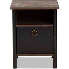 Baxton Studio Vaughan Brown/Black Bedside Table 39.9x39.9cm