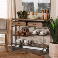 Baxton Studio Grant Vintage Rustic Trolley Table