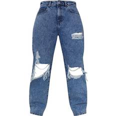 PrettyLittleThing Shape Extreme Rip Wide Leg Jeans - Vintage Wash