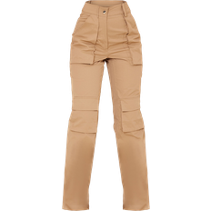 PrettyLittleThing Twill Pocket Detail High Waist Cargo Trousers - Brown