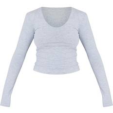 PrettyLittleThing Basic Blend Longline Long Sleeve Top - Grey