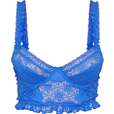 Ruffles Underwear PrettyLittleThing Lace Hook And Eye Detail Crop Corset - Bright Blue