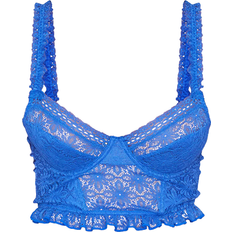 Blue - Women Corsets PrettyLittleThing Lace Hook And Eye Detail Crop Corset - Bright Blue