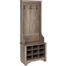 Prepac Narrow Hall Tree with Cubbies Drift Shoe Rack