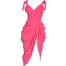 Pink - Solid Colours Dresses PrettyLittleThing Underwire Detail Draped Midi Dress - Hot Pink