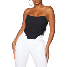 Polyester Corsets PrettyLittleThing Shape Ruched Corset Crop Top - Black