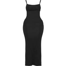 Elastane/Lycra/Spandex - Long Dresses - Solid Colours PrettyLittleThing Shape Jersey Strappy Maxi Dress - Black