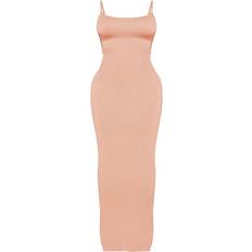 PrettyLittleThing Shape Jersey Strappy Maxi Dress - Camel