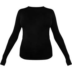 PrettyLittleThing Maternity Basic Rib Long Sleeve Fitted Top Black (CMP6902)