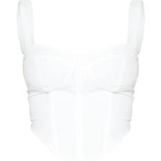 Polyester Corsets PrettyLittleThing Shape Woven Corset Crop Top - White