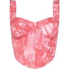 PrettyLittleThing Shape Woven Corset Crop Top - Pink Tie Dye