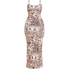 Elastane/Lycra/Spandex - Leopard - Long Dresses PrettyLittleThing Shape Jersey Strappy Maxi Dress - Brown