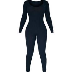 PrettyLittleThing Long Sleeve Knitted Jumpsuit - Black