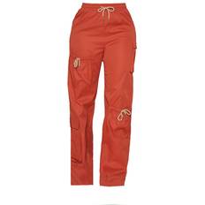 Orange - Women Trousers PrettyLittleThing Shape Cargo Pocket Detail Wide Leg Joggers - Rust