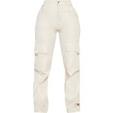 PrettyLittleThing Shape Buckle Detail Cargo Wide Leg Trousers - Stone