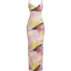 Midi Dresses Clothing PrettyLittleThing Plisse Strappy Maxi Dress - Multi Watercolour