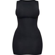 XL Dresses PrettyLittleThing Shape Slinky Straight Neck Sleeveless Bodycon Dress - Black