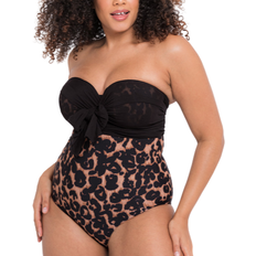 Curvy Kate Wrapsody Bandeau Leopard Print Swimsuit - Black