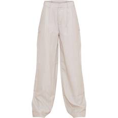 PrettyLittleThing Woven Linen Feel Tailored High Waist Wide Leg Trousers - Stone