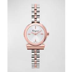 Ferragamo Gancino Two Tone Watch, 22.5mm Silver/Rose Gold