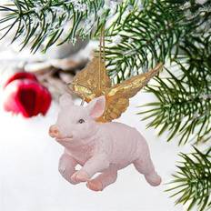 Pink Christmas Tree Ornaments Design Toscano 'Flying Pig' Angel Christmas Tree Ornament