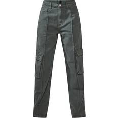 Green - W32 - Women Trousers & Shorts PrettyLittleThing Cargo Pocket Detail Baggy Boyfriend Jeans - Khaki