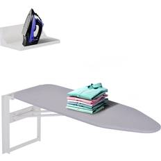 Ivation Fold Down Ironing Board with Iron Holder and Ironing Board Cover Gray