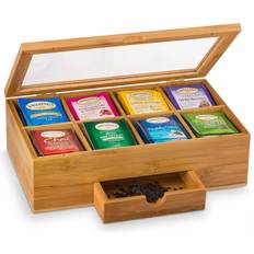 Brown Tea Caddies Bambusi Box with Keep Your Bagged Fresh Tea Caddy