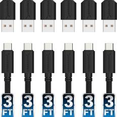 None [6-Pack] 22AWG Premium USB A 2.0 Sync Charge Cables [Black]