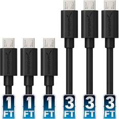 Sabrent [6-Pack] 22AWG Premium Micro USB X3-3ft Speed 2.0