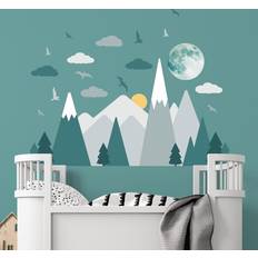 Storage Option Wall Decor Kid's Room Walplus Mountains With Glowing Moon Stickers Nursery Decors