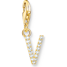 Thomas Sabo Gold Plated Zirconia Letter V Charm