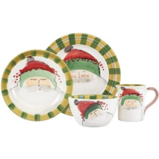 Vietri Old St. Nick Green Hat Dinner Set 4pcs