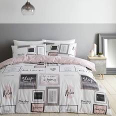 Catherine Lansfield Dreams Duvet Cover Grey, Pink
