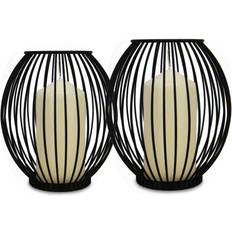 Maison & White Set of 2 Small Large Pillar Lanterns Candle Holder