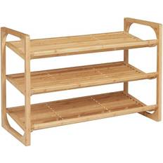 Natural Shoe Racks Homcom 3 Tier Bamboo Shelf for Shoe Rack