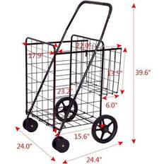 Costway Folding Shopping Cart Jumbo Trolley Table