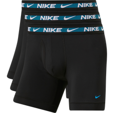 Nike Blue - Men Men's Underwear Nike Mens Blk/blue/frey Logo-waistband Pack of Three Stretch-recycled Polyester Boxers
