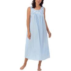 Eileen West Lace-Trimmed Cotton Ballet-Length Nightgown Blue Blue