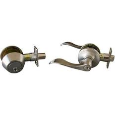 Design House Stratford Wave Satin Steel Entry Lever Deadbolt