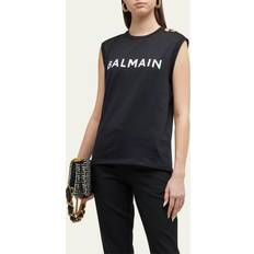 Balmain Black Printed Tank Top Eab Noir/Blanc Eab