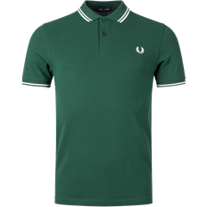 Green Tops Fred Perry Slim Fit Twin Tipped Polo Shirt - Ivy/Snow White