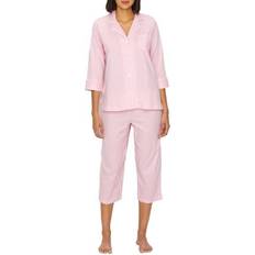 Lauren Ralph Lauren Further Lane Capri Knit Pajama Set - Pink Stripe