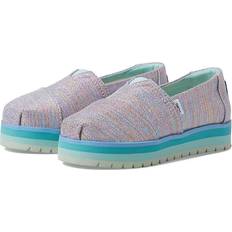 Toms Kids Youth Grey Blue Multi Twill Glimmer Alp Platform Alpargatas Shoes