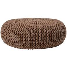 Cottons Stools Homescapes Chocolate Brown Large Knitted Footstool Pouffe