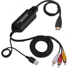 RCA to HDMI Converter Cable Cable Cord CVBS Composite Video to 1080P HDMI Supporting PAL NTSC for PC Laptop