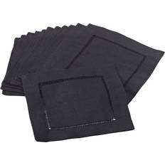 Saro Lifestyle 6100C.BK6S Everyday Hemstitch Cocktail Cloth Napkin Black