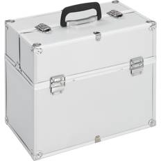 Beauty Cases vidaXL Make-up Case Silver Aluminium Beauty Case Storage Organiser Vanity Case