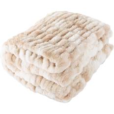 Lavish Home Oversized Ruched Fake Fur 60x80-Inch Queen-Size Blankets White